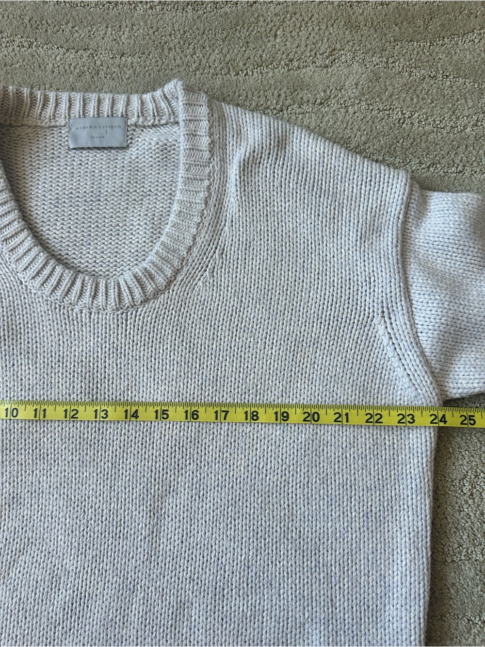 Modern Citizen Archie Deep U Scoop Neck Cotton Sweater Nimbus Light Gray Sze Med - Picture 15 of 16